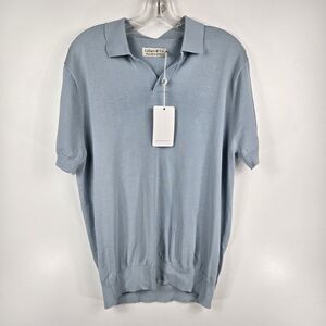Collars & Co Men's Size Large Blue Short Sleeve Collared Polo Sweater NWT CC80